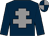 Dark blue, grey cross of lorraine, quartered cap