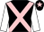 Black, pink cross belts, white arms, black cap, pink star