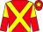 Red, yellow cross sashes, halved sleeves, yellow star on cap