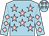 Light blue, pink stars, diamonds on sleeves