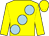 Yellow, large light blue spots