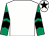 White, emerald green and black chevrons on sleeves, white cap, black star