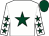 White, dark green star, dark green stars on sleeves, dark green cap