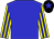 Blue body, yellow arms, blue striped, black cap, blue star