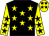 Black body, yellow stars, yellow arms, black stars, yellow cap, black stars