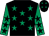 Black, emerald green stars, emerald green sleeves, black stars, black cap, emerald green stars