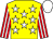 Yellow, white stars, red & white striped sleeves, white cap