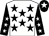 White, black stars, black sleeves, white stars, black cap, white star