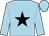 light blue, black star