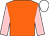 orange, pink sleeves, white cap