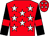 red, white stars, red armbands on black sleeves