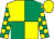 Yellow and emerald green (quartered), checked sleeves, yellow cap