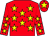 Red body, yellow stars, red cap, yellow star