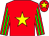 Red body, yellow star, red arms, big-green striped, red cap, yellow star