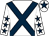 White, dark blue cross belts, white sleeves, dark blue stars, white cap, dark blue star