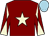 MAROON, BEIGE star, diabolo on sleeves, LIGHT BLUE cap