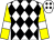 White and black diamonds, yellow sleeves, white armlets