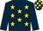 Dark blue, yellow stars, dark blue sleeves, check cap