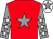 Red, grey star, grey sleeves, white stars, white cap, grey star