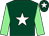 Dark green, white star, light green sleeves, dark green cap, white star