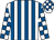 White and royal blue stripes, checked sleeves and cap