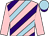 Pink, purple and light blue diagonal stripes, light blue cap, purple peak