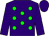 purple, green spots, purple sleeves and cap