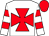 White, red maltese cross, hooped sleeves, red cap