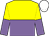 yellow and mauve halved horizontally, halved sleeves, white cap