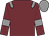 Garnet body, grey epaulettes, garnet arms, grey armlets, grey cap