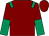 Maroon, emerald green epaulets, halved sleeves