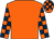 Orange, orange and dark blue check sleeves and cap