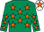 Emerald green, orange stars, white cap, orange star