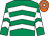 Emerald green & white chevrons, orange & white hooped cap