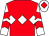 Red body, white three diamonds, white arms, red chevron, white cap, red diamond