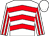 White, red chevrons, striped sleeves, white cap