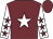 Garnet body, white star, white arms, garnet stars, garnet cap