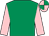 Emerald green, Pink sleeves, quartered cap