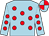 Light blue, red spots, quartered cap