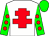 white, red cross of lorraine, green sleeves, red spots, green cap