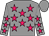 Grey body, rose stars, grey arms, rose stars, grey cap