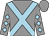 grey, light blue cross belts, light blue diamonds on sleeves