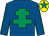 Royal blue, emerald green cross of lorraine, emerald green seams on sleeves, yellow cap, emerald green star