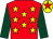 Red, yellow stars, dark green sleeves, yellow cap, red star