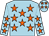 Light blue, orange stars