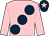 Pink, large dark blue spots, dark blue cap, pink star