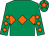 Emerald green, orange triple diamond, orange diamonds on sleeves, orange star on cap