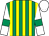 Emerald green and yellow stripes, white sleeves, emerald green armlets, white cap