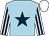 Light blue, dark blue star, white and dark blue striped sleeves, white cap