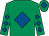 Emerald green, royal blue diamond, diamonds on sleeves, emerald green cap, royal blue diamond